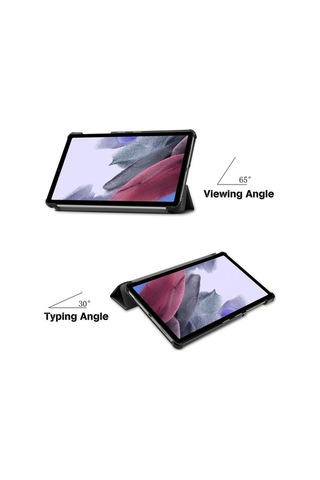 Sandwich Samsung Galaxy Uyumlu Tab A7 Lite İçin Siyah Üçlü Katlı Stand Korumalı Kılıf, Pc+pu Malzeme, Darbe Ve Çizikten Koruma Kapakl Kapaklı Kılıf