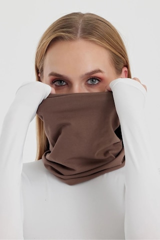 Kadın 4 Fonksiyonlu Koruyucu, Pamuklu, Esnek, Terletmez, Bandana, Boyunluk, Buff, Maske - Tek Ebat / Düz Kahverengi Düz Kahverengi
