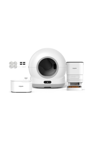 Xenon Smart Akıllı Otomatik Kedi Tuvaleti Paslanmaz Çelik Kaseli Mama Kabı Led Işıklı Su Pınarı Ve Filtre 4'lü Pet Seti