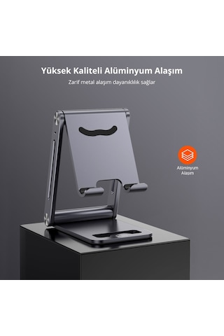 Juo Alüminyum Katlanabilir Metal Masaüstü Telefon Tutucu Standı Uzay Grisi -