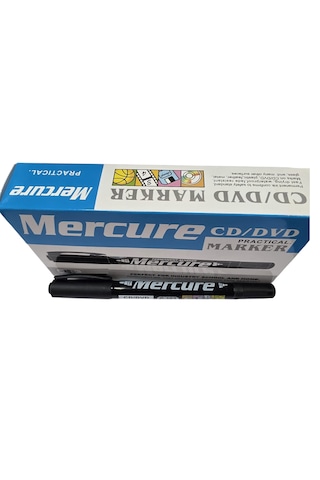 Mercure 1.00mm-0,5mm Çift Uçlu Cd/dvd Kalem 12 Adet Siyah