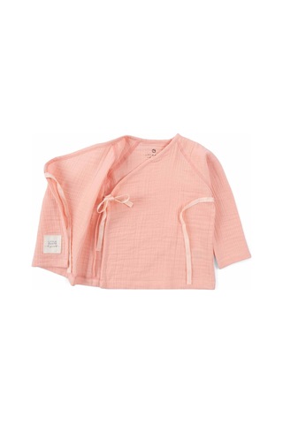 Kruvaze Yaka Müslin Bebek Ceketi Pembe Organik Pamuk Pembe