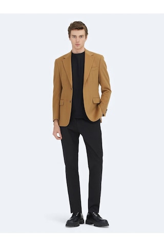 Deve Tüyü Düz Modern Fit Yün Karışımlı Ceket Deve Tüyü
