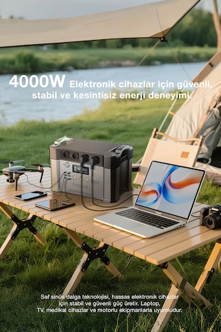 4000w Taşınabilir Güç Istasyonu - 1451wh Lifepo4 Batarya Solar Destekli Ups Hızlı Şarj App Kontrollü