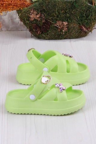 Fort Clx 6980 Plaj Deniz Havuz Terliği Hafif Rahat Esnek Kız Çocuk Terlik Yeşil