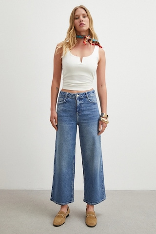 Never More Yüksek Bel Culotte Jean Lacivert