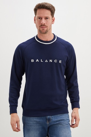 Fullamoda Balance Baskılı Garnili Modal Sweatshirt Lacivert