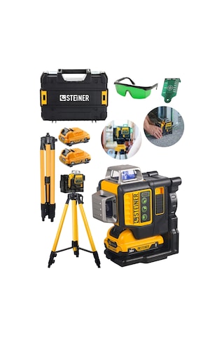 Steiner 36 V 5 Ah 12 Köşe 360 Yeşil Çizgili Lazer + Tripod