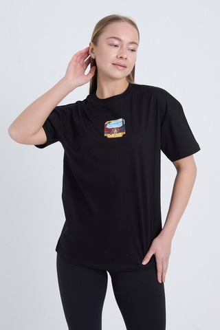 Velvoria Unisex Oversize Siyah Dude T-shirt