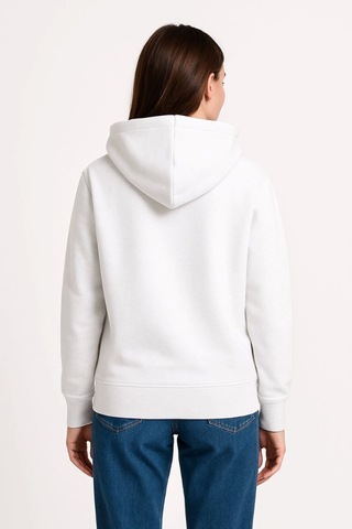 Etiler Collection Üç İplik Kapüşonlu Kanguru Çepli Sweatshirt Hoodie - Beyaz