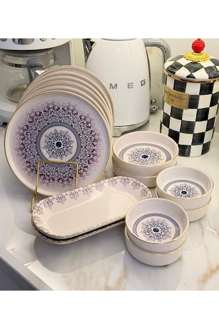 14 Parça Asya Purple Kahvaltı Takımı-5719 Çok Renkli