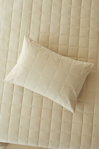 Ocean Home Textile %100 Pamuk Kumaş Kapitoneli Bej Çok Amaçlı Tek Kişilik Yatak Örtüsü Seti 1 Adet 180 X 230 / 1 Adet 50 X 70 Cm