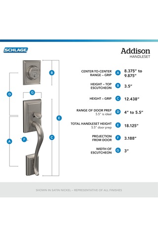 Schlage Addison Handleset Georgischen Düğme, İç, F60 Add 716 Geo