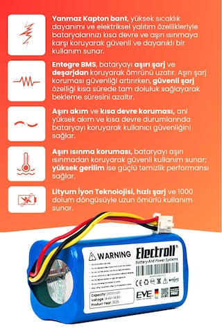 Robogil Stella 500b Uyumlu Batarya Yüksek Kapasite 2800mah Pil