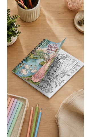 Vintage Victorian Lady Moments 20x20 Cm Büyük Boyama Kitabı, Çocuklar Ve Yetişkinler İçin