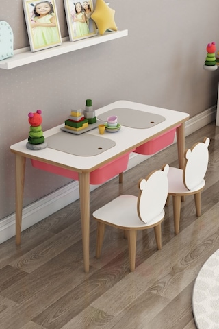 Moniev Çocuk Çalışma Masası Oyun Ve Etkinlik Masası Sandalyeli Pembe Pembe