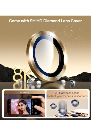 Apple Uyumlu iPhone 17 Pro Max İçin Magsafe İle Kılıf Kamera Lensli Korumalı Şeffaf Silikon Kapak Gold