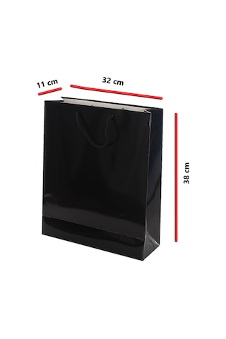 Parlak Siyah Karton Çanta 25Adet 32X38X11