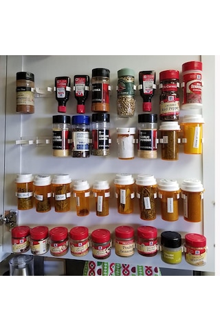 Mufunye 4 Adet Beyaz Plastik Baharatlık Rakası - Küçük Kavanozları Düzenle, Mekan Tasarrufu Sağla, Kolay Kurulum Beyaz