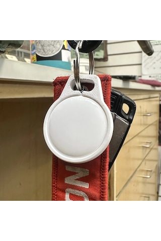 Apple Uyumlu AirTag İçin Dizayn Edilmiş Kılıf Anahtarlık Keychain Beyaz