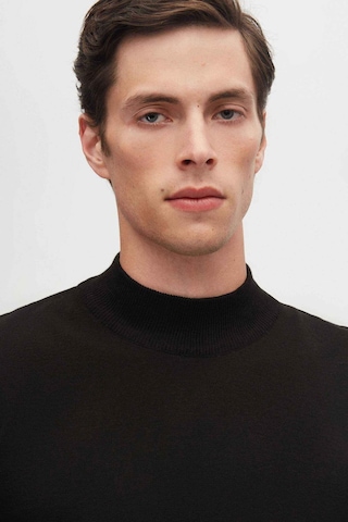 D'S Damat Regular Fit Pamuk Karışımlı Yarım Balıkçı Erkek Triko Kazak - Siyah