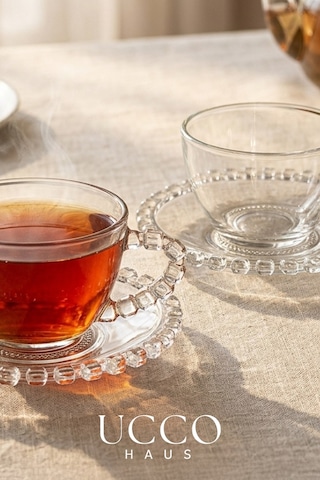 2 Kişilik Cam Fincan Seti 225 Ml Retro Fincan Çay Kahve Su Espresso Bitki Çayı Bardağı Bardak Seti