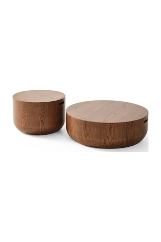 Orta Sehpa Takımı No:726 Mdf Yuvarlak Ceviz Orta Sehpa