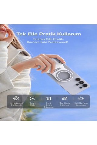 Magsafe Kamera Tutuş Aparatı Manyetik Telefon Tutucu 2 Kademeli Deklanşör Zoom Kontrol Bluetooth Uzaktan Kumandalı