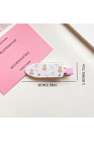 Sweet Girl Konseptli Renkli Kareli, Çiçekli Ve Hayvan Figürlü Metal Pens Maşa Toka Seti 12 Adet Pembe