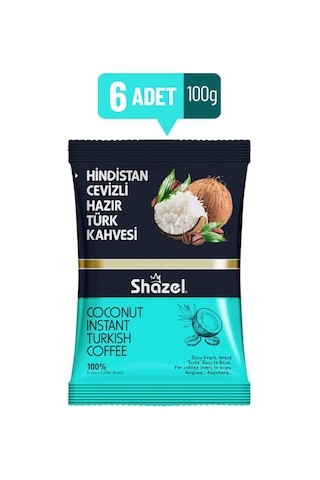 Shazel Hindistan Cevizli Hazır Türk Kahvesi 100 Gr X 6 Adet Türk Kahvesi