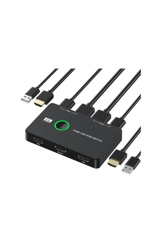 Castleofangels Kvm Switch 2 Bağlantı Noktalı Kutu Usb Ve 2 Bilgisayar Için Uyumlu Anahtar Paylaşımlı Klavye