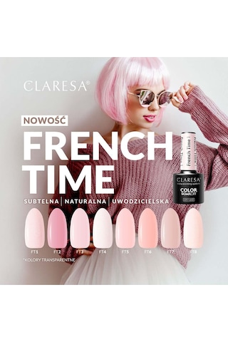 Claresa Kalıcı Oje French Time Yarı Şeffaf Nude Parıltılı Pembe 08 5gr