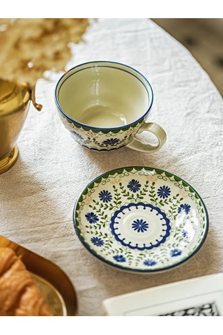 Roomi Desenli Seramik Çay Takımı 320 Ml, Fincan Ve Tabak 230280424 Beyaz