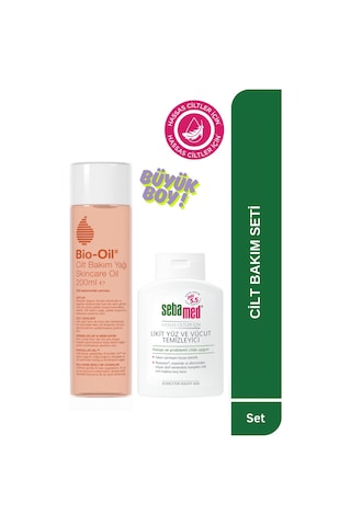 Bio-oil Çatlak Karşıtı & Leke Karşıtı Nemlendirici Cilt Bakım Yağı 200 Ml & Sebamed Temizleme Jeli 200 Ml