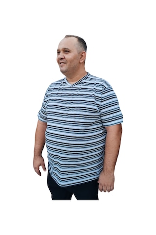 Big Nona Erkek Büyük Beden Unisex T-shirt V Yaka Siyah Beyaz Çok Renkli