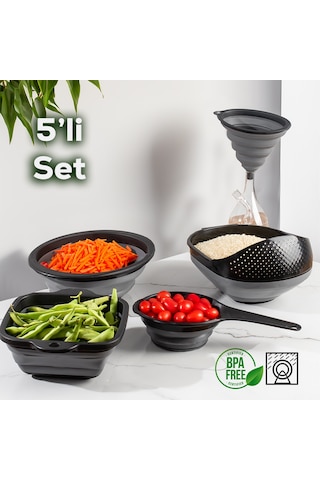 Porsima Katlanabilir Akordiyon Süzgeç Seti 5 Parça