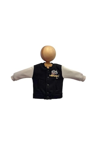 Erkek Bebek 3 İplik Sırt Baskılı Şardonlu Kolej Ceket-15452 Siyah