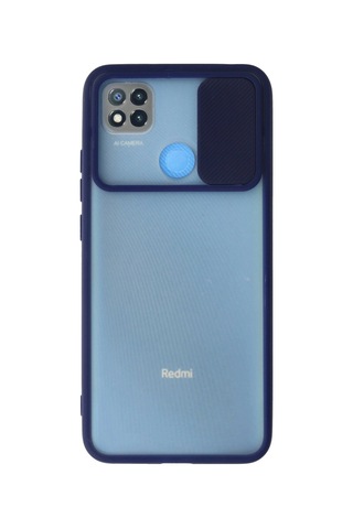 Xiaomi Redmi 9c Kılıf Palm Buzlu Kamera Sürgülü Silikon - Lacivert Düz Renkli Xiaomi Redmi 9c Kılıf Palm Buzlu Kamera Sürgülü Silikon - Lacivert Düz Renkli