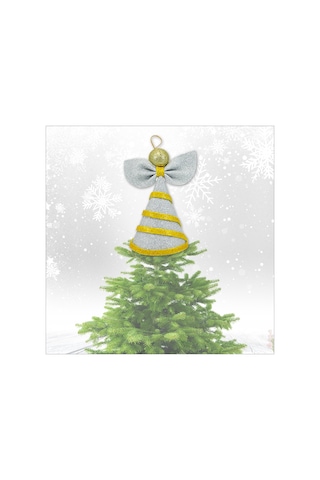 Yılbaşı Ağacı Simli Eva Külah Tepelik, 14cm X 9cm - Gümüş