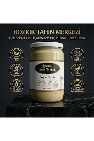Bozkır Tahin Merkezi Beyaz Taş Değirmen Tahini 600 Gr Doğal & Vegan
