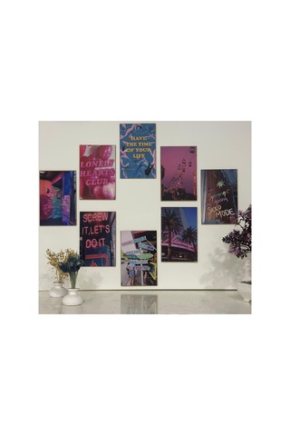 8'li Ahşap Poster Duvar Seti Mdf 15x10cm - 589179115
