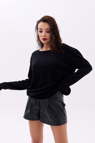 4216 Triko Düz Salaş Kazak-siyah S