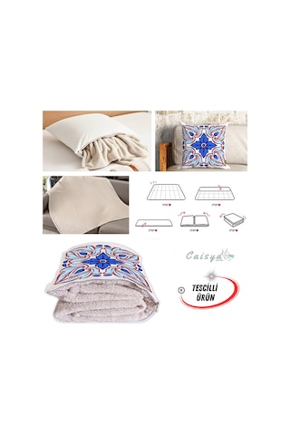 Soft Etnik Desen Tv Battaniyeli Opsiyonel Dekoratif Yastık Kırlent 2 İn 1 Battaniye Çok Renkli