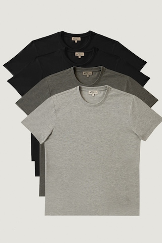 Ac&Co / Altınyıldız Classics Erkek Grı Melanj-k.grı-sıyah-sıyah Slim Fit 4'lü Tişört Paket Grı Melanj-k.grı-sıyah-sıyah Gri Melanj - Koyu Gri - Siyah