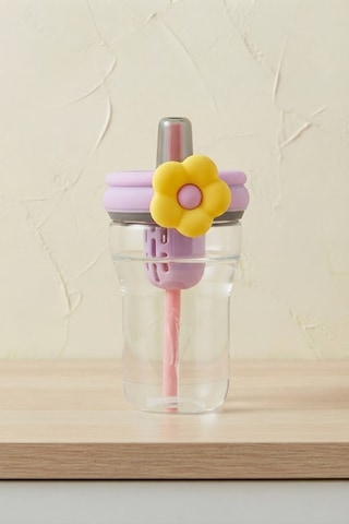 Çevirmeli Kapaklı Sızdırmaz Askılı Pipetli Süzgeçli Suluk 600 Ml Pembe