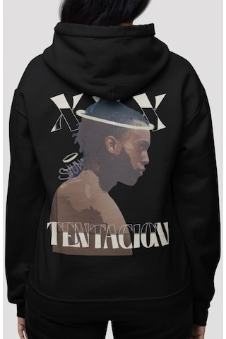 Sevbano X Tentacion Rapper Şarkıcı Sırt Baskılı Unisex Oversize Penye Hoo Siyah
