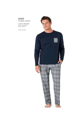 Pierre Cardin 6107 Erkek Uzun Kollu Bisiklet Yaka Pijama Takımı-lacivert Lacivert