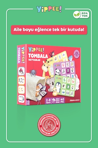 Çocuk Tombala Hayvan Temalı Ham Bez Kese 8 Tabla 40 Pul 60 Parça