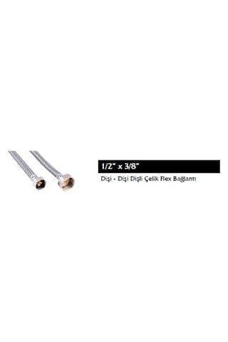 Çelik Flex Bağlantı, 1/2"-3/8", 30 Cm, Dişi Dişi Dişli 1