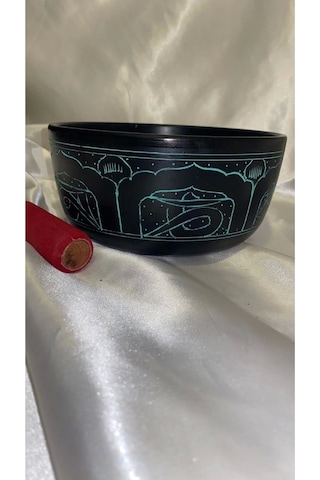 Tibet Çanağı Çanı Kasesi Meditasyon Yoga Singing Bowl 7 Element 19 Cm Çap Siyah Kişiye Özel Frekans